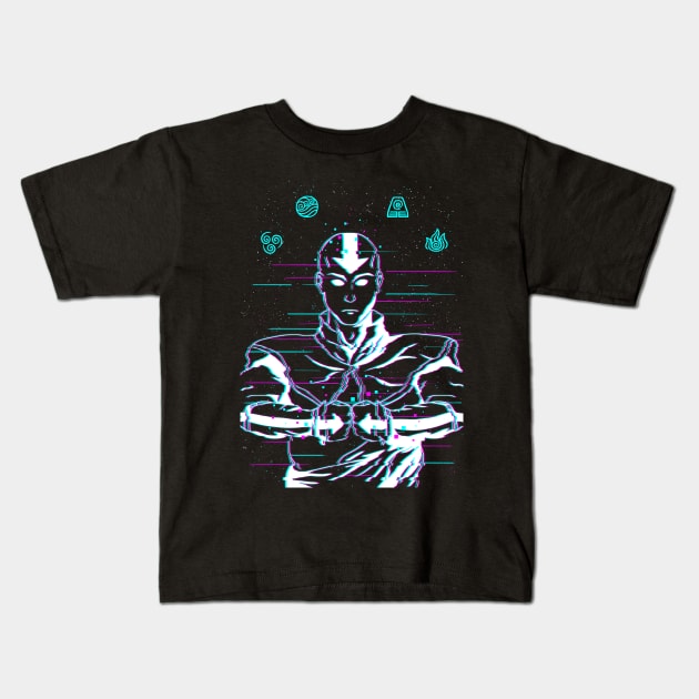 Avatar Aang Glitch Kids T-Shirt by Silentrebel